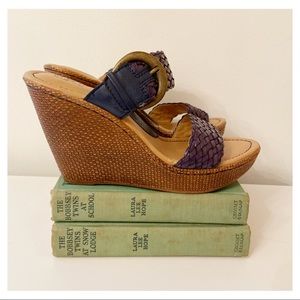 Born Concepts Navy Wedge Sandals Size 8 NWOB